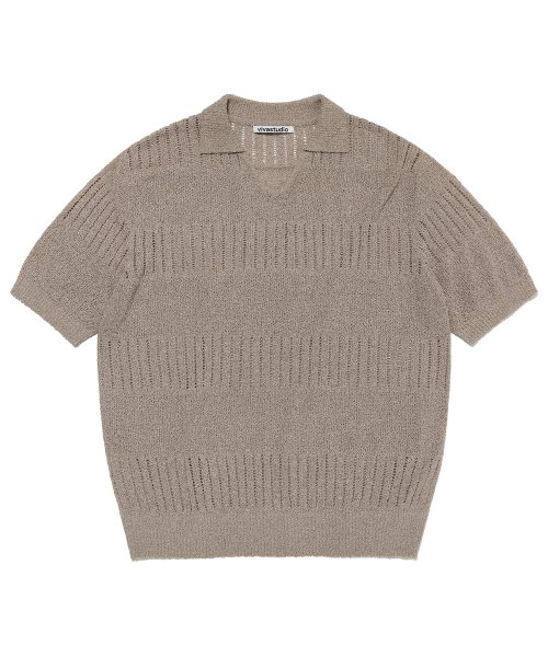 COLLAR PANNEL HALF KNIT [LIGHT BEIGE]
