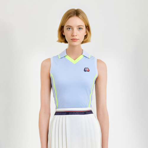 Color Point Sleeveless Shirts_S/Blue