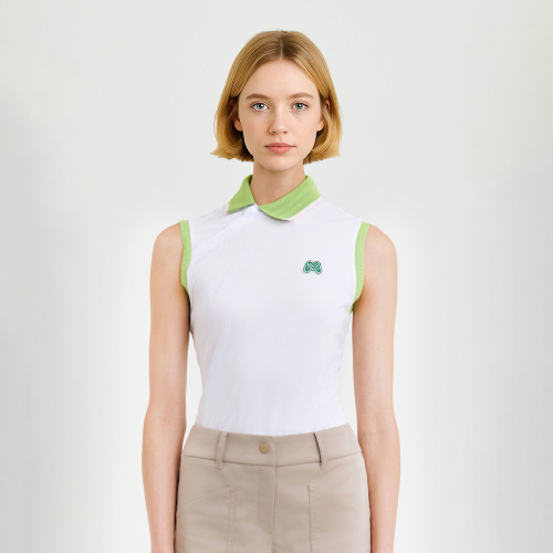 Shoulder Button Sleeveless Shirts_White