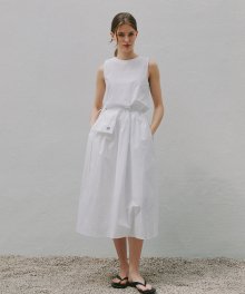 포켓 벨트 썸머 드레스 - 화이트