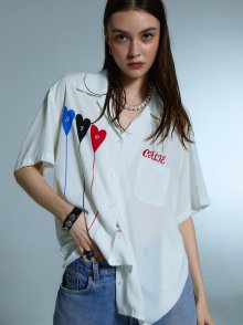 CALIE HEART HALF SHIRT WHITE