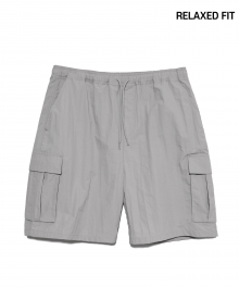 [ONEMILE WEAR] NYLON RELAXED FIT CARGO SHORTS LIGHT GRAY