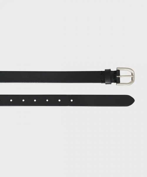 25mm BASIC LEATHER BELT [SILVER/BLACK]