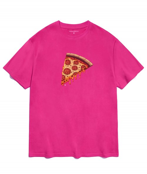 HR® delicious slice of pepperoni pizza 피자 핫핑크 반팔 티셔츠
