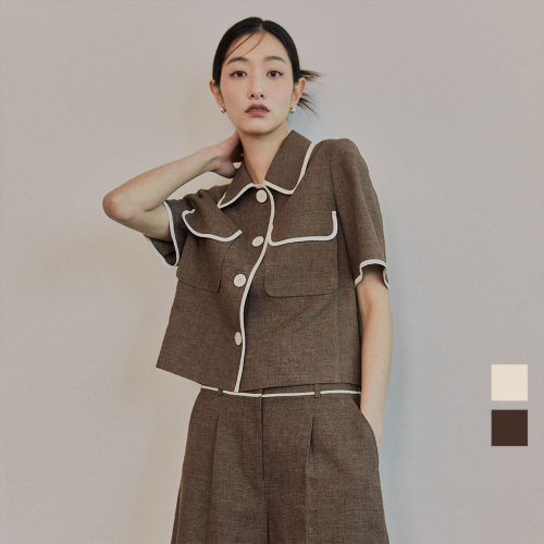 클라비스(CLOVIS) 배색 바인딩 반팔 자켓 (2colors) CVJKD2503M - 99,900 | 무신사 스토어