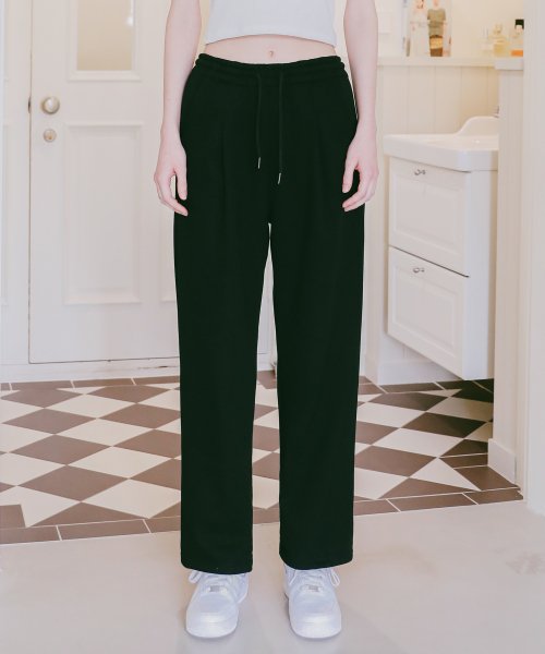 Wide pintuck pants Black