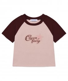 MF MOON STAR RAGLAN CROP TEE-PINK