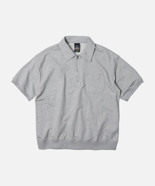 COLLAR HALF ZIP SWEAT T-SHIRT _ GRAY