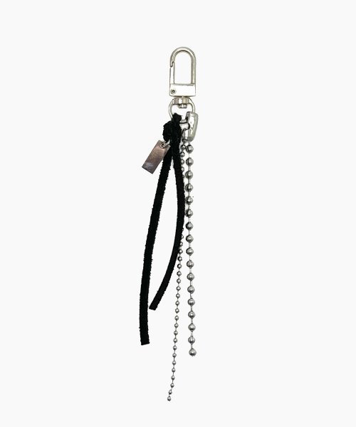 Leather mix chain keyring