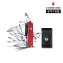 빅토리녹스(VICTORINOX) 스위스 챔프 미디움 스위스 아미 나이프 칼 레드+레더 파우치 1.6795.LB1