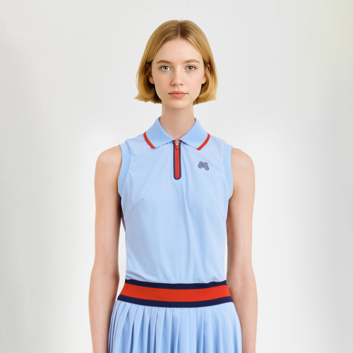 Sleeveless Pleats One-piece_S/Blue