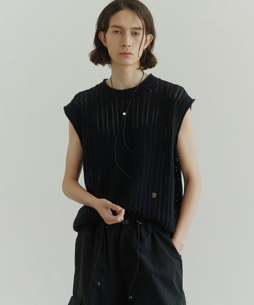 Хлопковый вязаный жилет (Black)