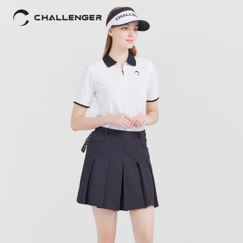 챌린저(Challenger) 기능성Pq 카라배색 집업 변형어깨 여성 반팔 골프티셔츠 화이트 - 109,000 | 무신사 스토어