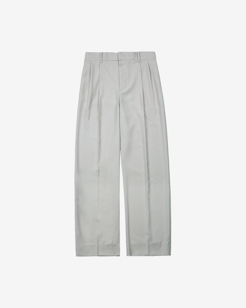 Essential Banding Wide Slacks (White Gray)
