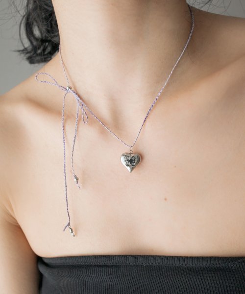 Clover heart with melange string necklace (Purple)