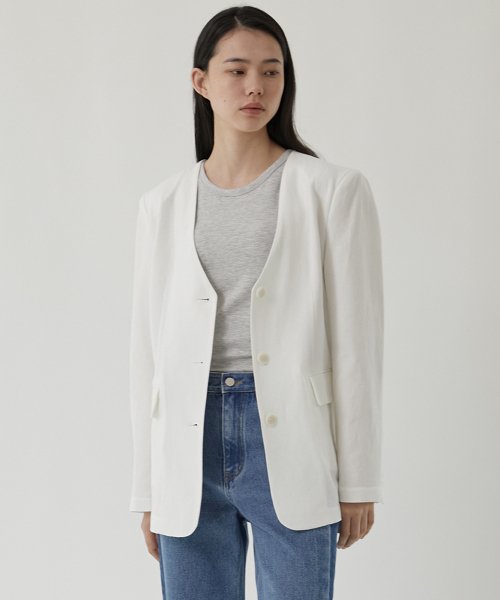 Collarless linen jacket best sale