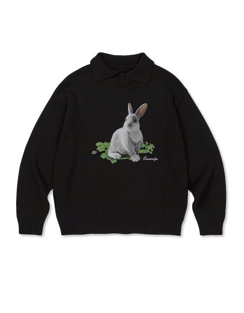 [Mmlg] NEW MELGE COLLAR KNIT (EVERY BLACK)