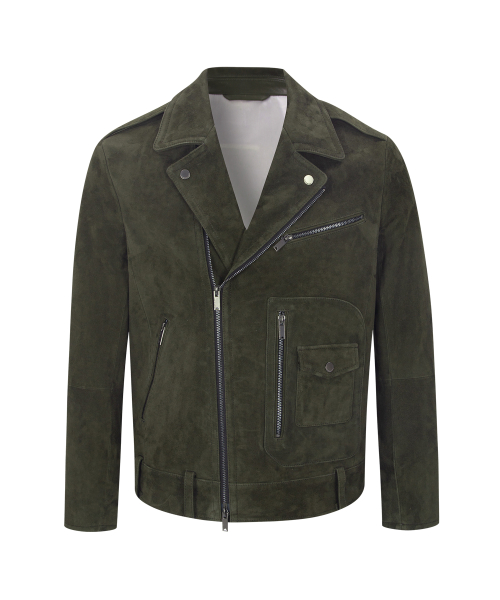 SUEDE RIDER JACKET (KHAKI / GOATSKIN)