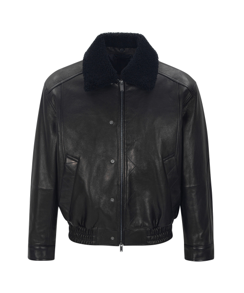 NAPPA LEATHER BOMBER JACKET (BLACK / LAMBSKIN)