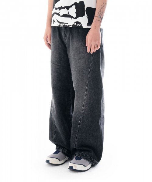Paneled Denim Pants (Black)