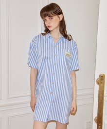 Stripe Wrap Shirt Dress_ Blue