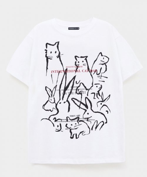 론론(RONRON) CAT DAY OVER FIT T SHIRTS WHITE - 사이즈 & 후기