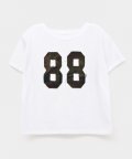 CAMOUFLAGE APPLIQUE 88 CROP T SHIRTS WHITE