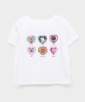 CATS HEART FRAME CROP T SHIRTS WHITE