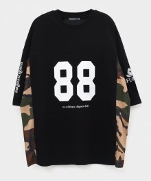 MESH FOOTBALL OVER FIT T SHIRTS CAMOUFLAGE BLACK