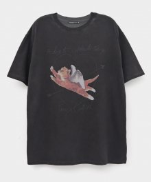 FURRY CATPID OVER FIT PIGMENT T SHIRTS CHARCOAL