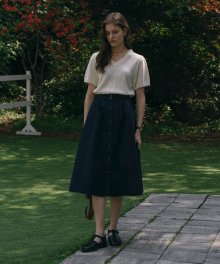 Allen cotton flare skirt_Navy