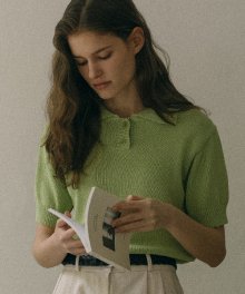 Bay collar two button knit_Light green