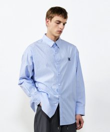 Signature over fit stripe shirt - BLUE