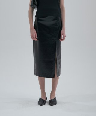엘리오티(ELLIOTI) Metalic Leather Skirts_Black