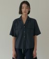 bamboo blended pocket blouse-navy