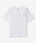 끌로에(CHLOE) 여성 레이스 와이드 카라 반소매 티셔츠 - 화이트 / CHS21WJH03081CHSR21W081101