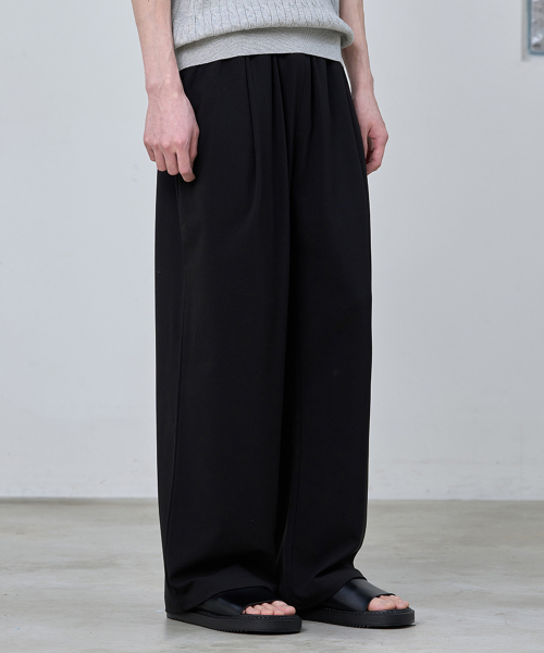 MUSINSA | AGAINST ALL ODDS One-tuck wide banding slacks [black]