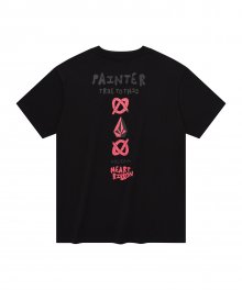 페인터스 하트 리본 반팔 티셔츠(블랙)