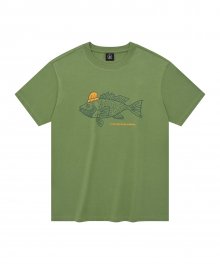 FISHING 그래픽 컴포트핏 티셔츠(라이트 카키)