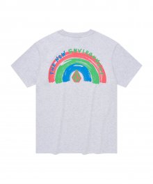 브러시 레인보우 컴포트핏 반팔 티셔츠(멜란지 그레이)