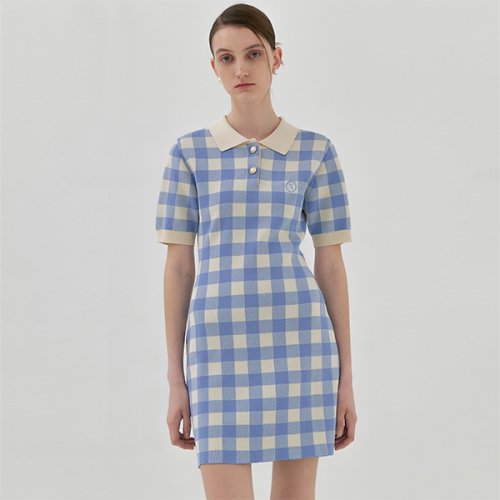 Blue and cheap white gingham dress