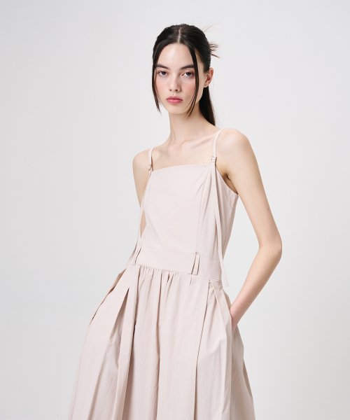 MUSINSA | ETMON Slip Shirring Pleats Dress, Rose Pink