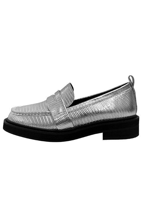 Black store silver loafers