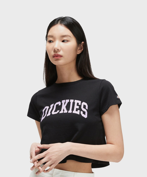 디키즈() 아치 로고 크롭 티셔츠 Black 상품 이미지