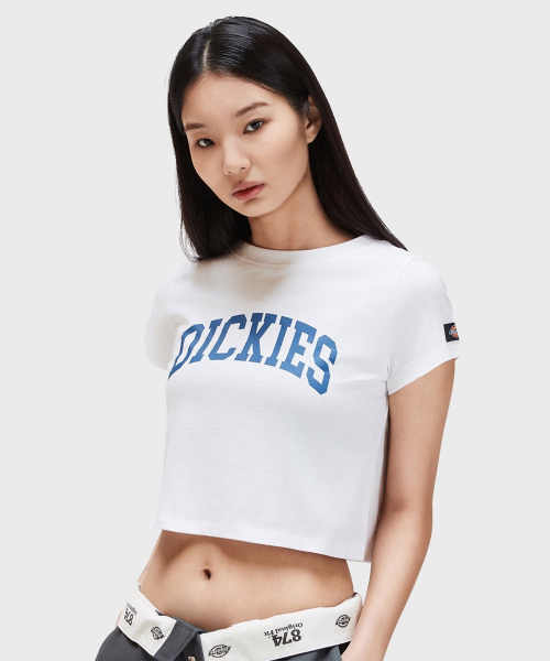 디키즈() 아치 로고 크롭 티셔츠 White 상품 이미지