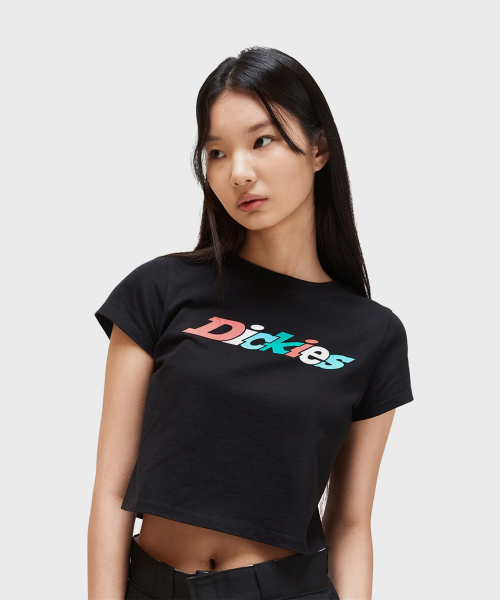 디키즈() 컬러 로고 크롭 티셔츠 Black 상품 이미지