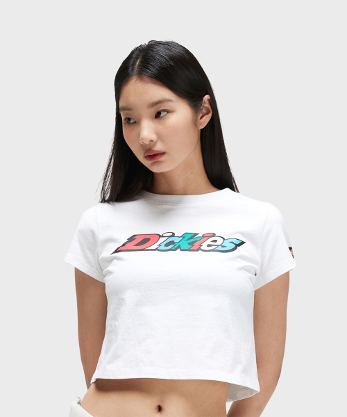 디키즈() 컬러 로고 크롭 티셔츠 White 상품 이미지