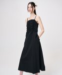 에트몽(ETMON) Slip Heart Neck Shirring Dress, Black