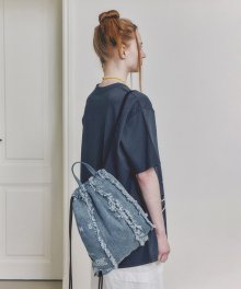 FLAT DRAWSTRING BACKPACK_denim