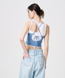 Back Strap Sleeveless Top, Blue